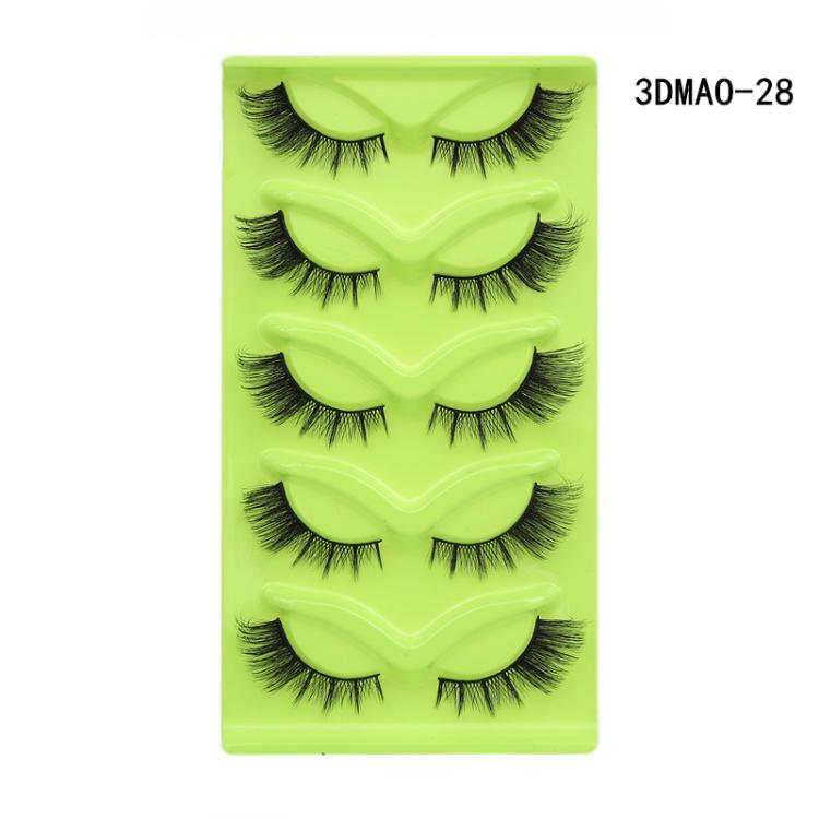 5pair /Set Green Fox-Eye Cat-Eye False Eyelashes Voluminous Curled Realistic Fox-Style Lashes, Spec: 3DMAO-28
