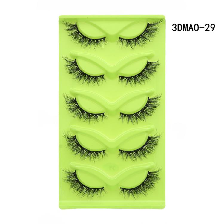 5pair /Set Green Fox-Eye Cat-Eye False Eyelashes Voluminous Curled Realistic Fox-Style Lashes, Spec: 3DMAO-29