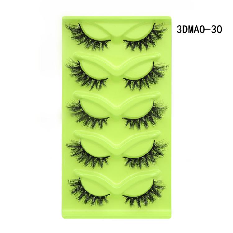 5pair /Set Green Fox-Eye Cat-Eye False Eyelashes Voluminous Curled Realistic Fox-Style Lashes, Spec: 3DMAO-30