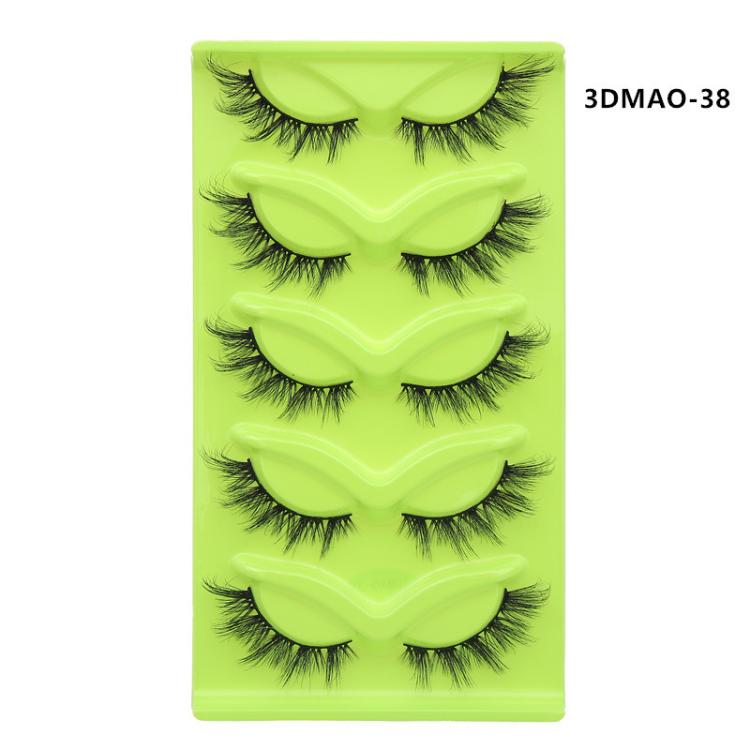 5pair /Set Green Fox-Eye Cat-Eye False Eyelashes Voluminous Curled Realistic Fox-Style Lashes, Spec: 3DMAO-38