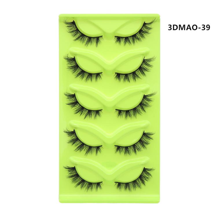 5pair /Set Green Fox-Eye Cat-Eye False Eyelashes Voluminous Curled Realistic Fox-Style Lashes, Spec: 3DMAO-39