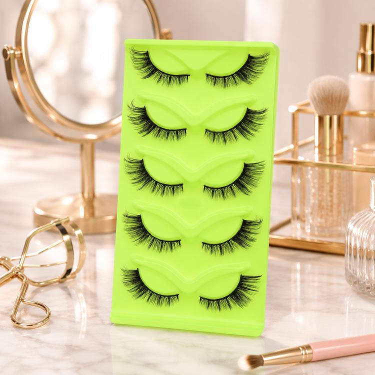 5pair /Set Green Fox-Eye Cat-Eye False Eyelashes Voluminous Curled Realistic Fox-Style Lashes, Spec: 3DMAO-33