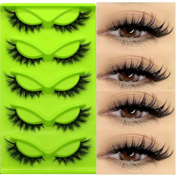 5pair /Set Green Fox-Eye Cat-Eye False Eyelashes Voluminous Curled Realistic Fox-Style Lashes, Spec: 3DMAO-1