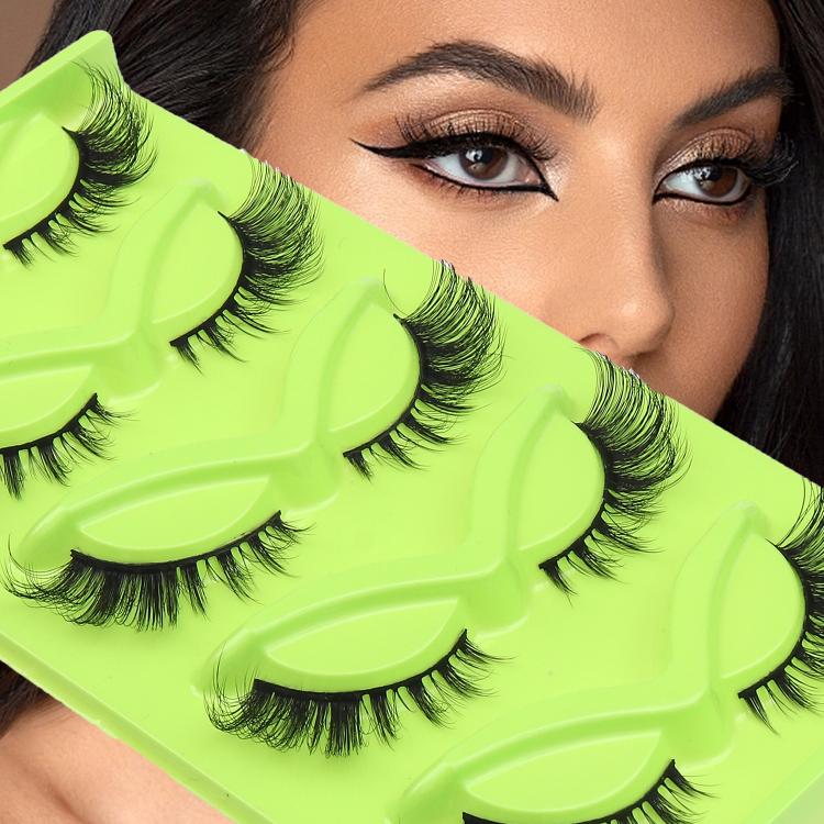 5pair /Set Green Fox-Eye Cat-Eye False Eyelashes Voluminous Curled Realistic Fox-Style Lashes, Spec: 3DMAO-1