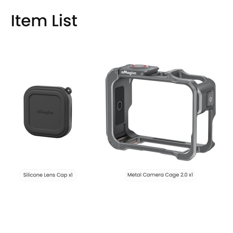 For Insta360 Ace Pro 2 / Ace Pro AMagisn Metal Camera Cage 2.0 With Quick-Switch Vertical/Horizontal Shooting, Cold Shoe Mount - Space Gray