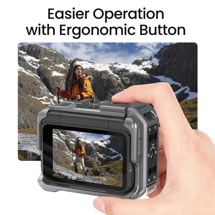For Insta360 Ace Pro 2 / Ace Pro AMagisn Metal Camera Cage 2.0 With Quick-Switch Vertical/Horizontal Shooting, Cold Shoe Mount - Space Gray