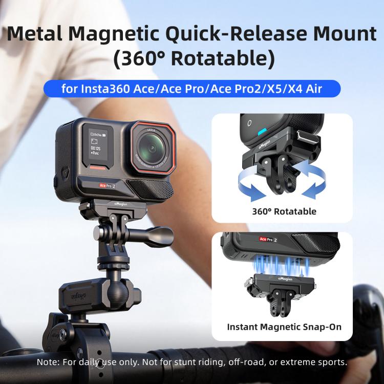 aMagisn 360-Degree Rotatable Magnetic Quick Release Mount For Insta360 Ace Pro 2 / Ace Pro / X5 / X4 Air - Black