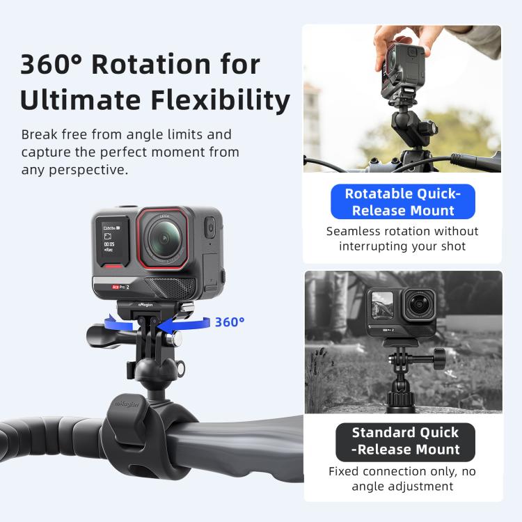 aMagisn 360-Degree Rotatable Magnetic Quick Release Mount For Insta360 Ace Pro 2 / Ace Pro / X5 / X4 Air - Black