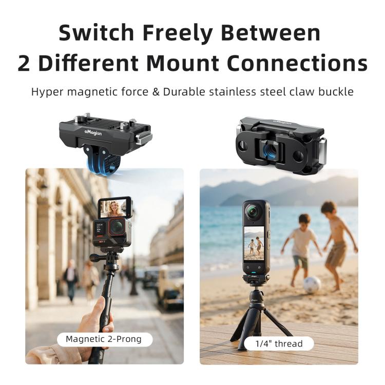 aMagisn 360-Degree Rotatable Magnetic Quick Release Mount For Insta360 Ace Pro 2 / Ace Pro / X5 / X4 Air - Black