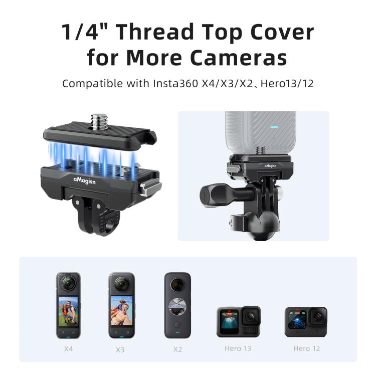 aMagisn 360-Degree Rotatable Magnetic Quick Release Mount For Insta360 Ace Pro 2 / Ace Pro / X5 / X4 Air - Black