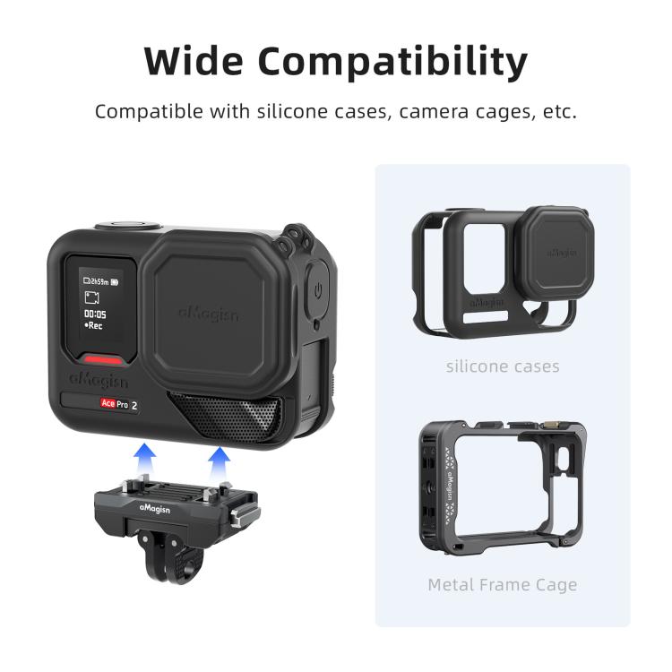 aMagisn 360-Degree Rotatable Magnetic Quick Release Mount For Insta360 Ace Pro 2 / Ace Pro / X5 / X4 Air - Black