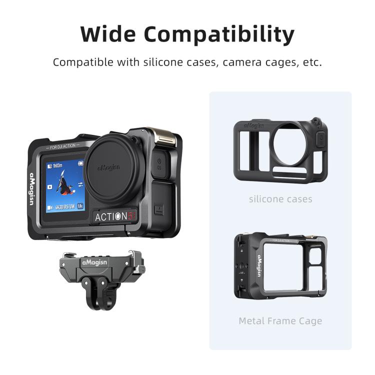 aMagisn 360-Degree Rotatable Magnetic Quick Release Mount For DJI Osmo 360/Action 5 Pro/4/3 - Black