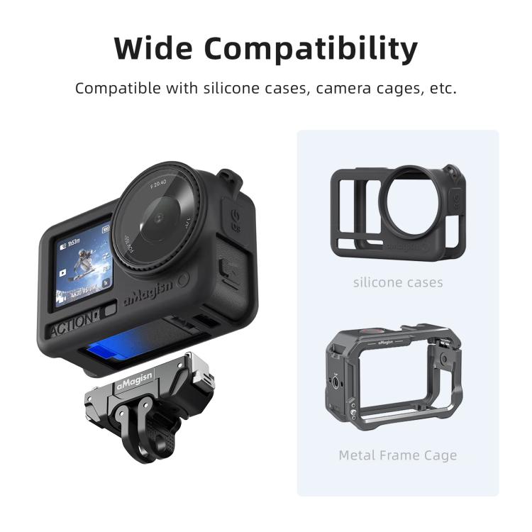 aMagisn 360-Degree Rotatable Magnetic Quick Release Mount For DJI Osmo Action 6/Nano - Black