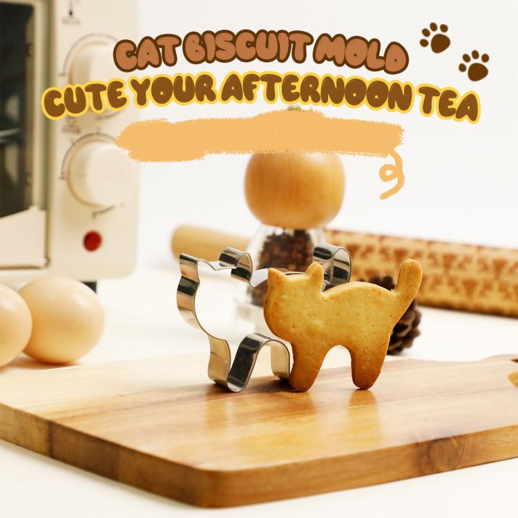 LsCook 9-Piece Set Stainless Steel Cat Shape Cookie Mold Cartoon Cookie Cutter - Silver