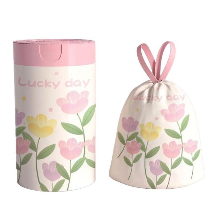 50pcs / roll  Household Thickened Portable Garbage Bags Kitchen Disposable Drawstring Trash Bags, Style: Tulip