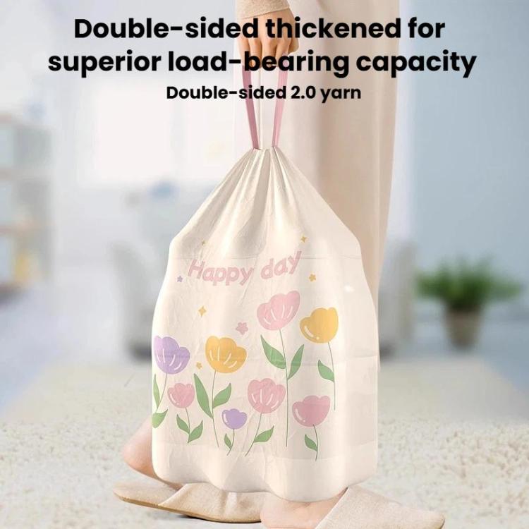 50pcs / roll  Household Thickened Portable Garbage Bags Kitchen Disposable Drawstring Trash Bags, Style: Lavender