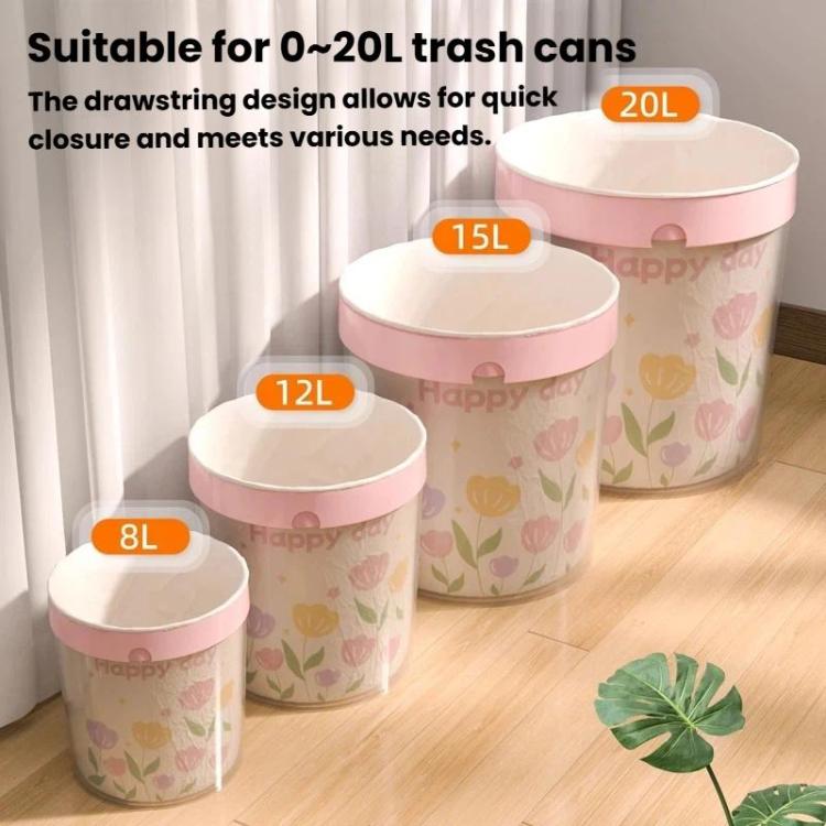 50pcs / roll  Household Thickened Portable Garbage Bags Kitchen Disposable Drawstring Trash Bags, Style: Lavender