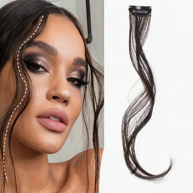 Dragon Beard Bangs Hair Extensions Clip in Long Wispy Bangs for Women Side Fringe Hairpieces for Daily Wear DIY Hair Styling, Size: 25cm