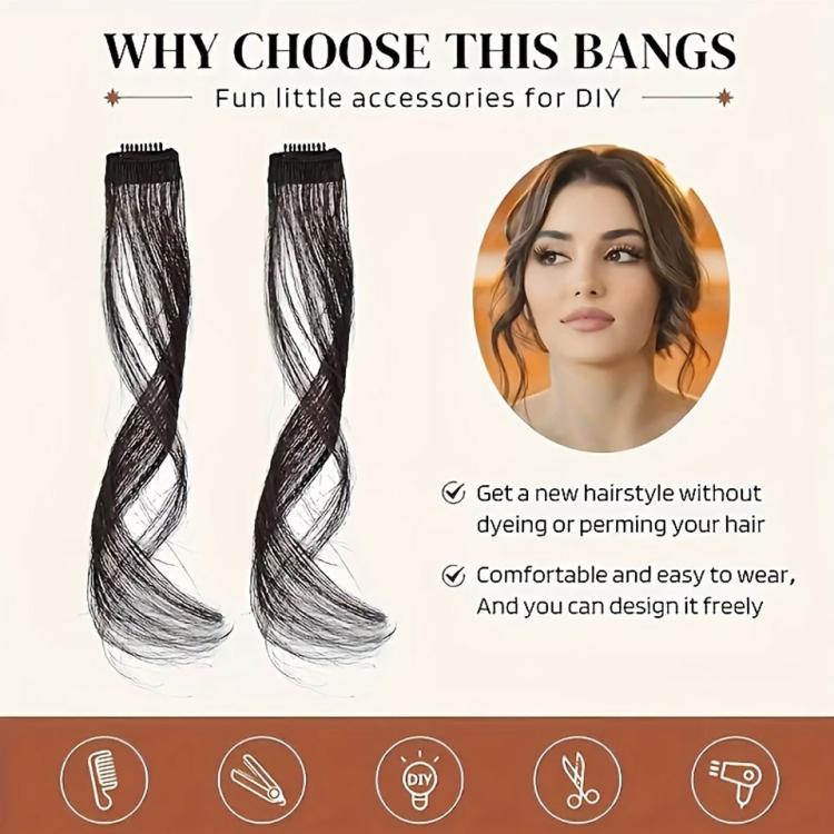 Dragon Beard Bangs Hair Extensions Clip in Long Wispy Bangs for Women Side Fringe Hairpieces for Daily Wear DIY Hair Styling, Size: 35cm