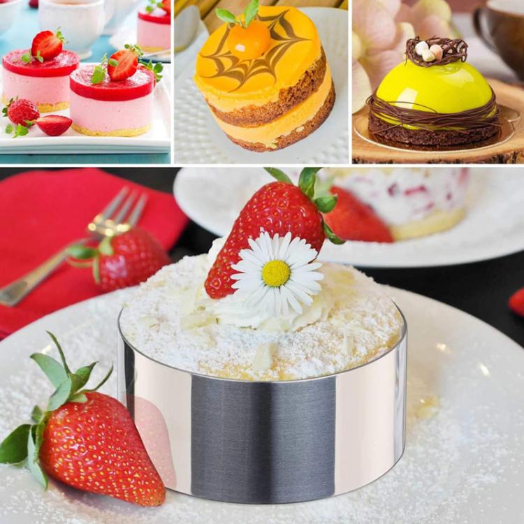 LsCook Round Stainless Steel Mousse Ring Pudding Mold Cake Baking Mold With Press Plate