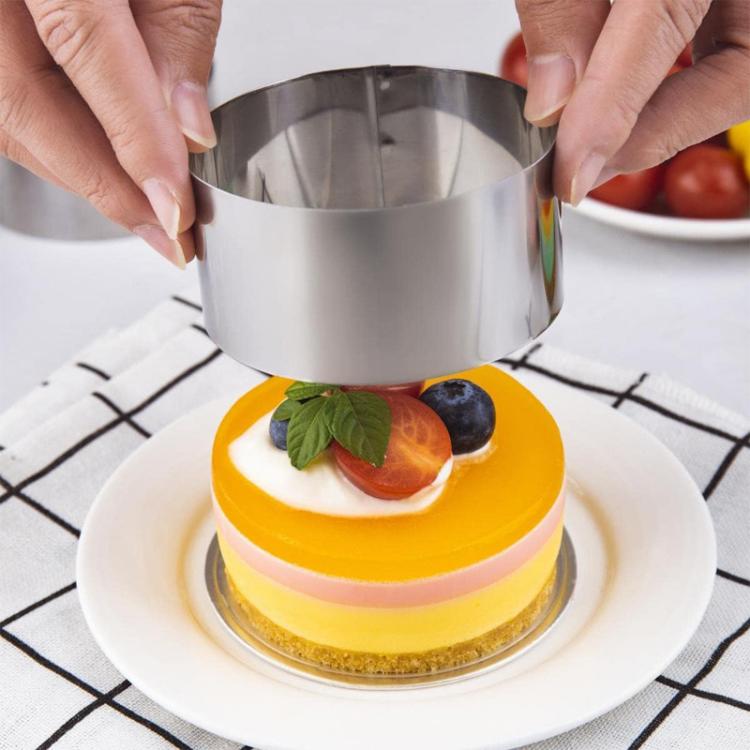 LsCook Round Stainless Steel Mousse Ring Pudding Mold Cake Baking Mold With Press Plate