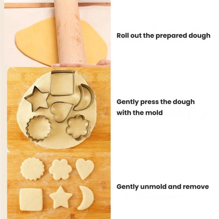 LsCook 6-Piece Set Stainless Steel Cookie Mold Star Moon-Shaped Cookie Cutters