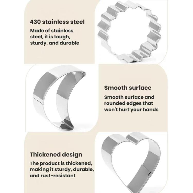 LsCook 6-Piece Set Stainless Steel Cookie Mold Star Moon-Shaped Cookie Cutters