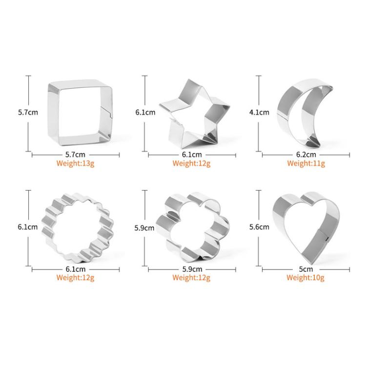 LsCook 6-Piece Set Stainless Steel Cookie Mold Star Moon-Shaped Cookie Cutters