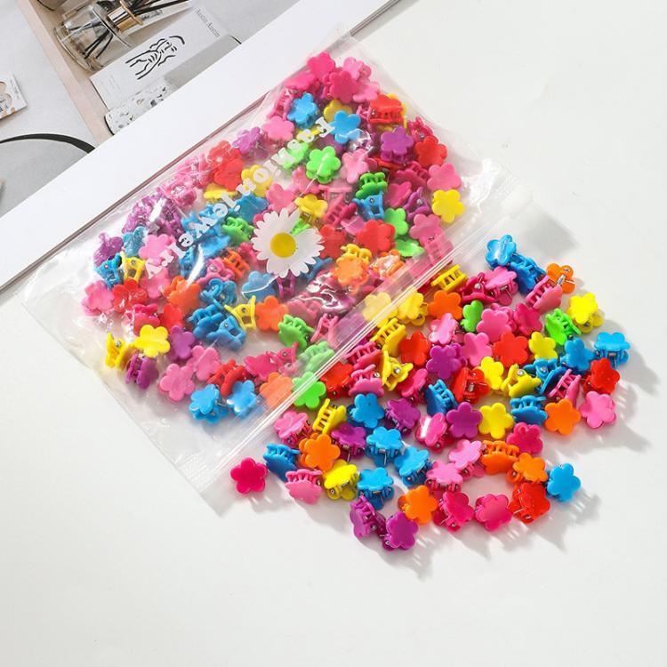 100pcs / set Cute Kids Hair Clips Mini Hair Claw Barrettes For Bangs And Braids Hair Accessories, Style: Flower
