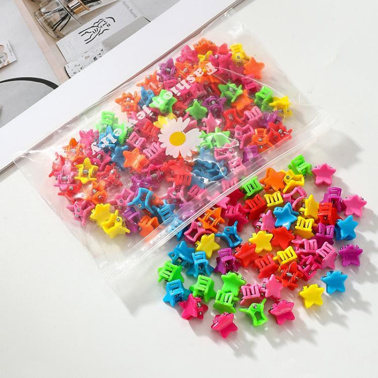 100pcs / set Cute Kids Hair Clips Mini Hair Claw Barrettes For Bangs And Braids Hair Accessories, Style: Star