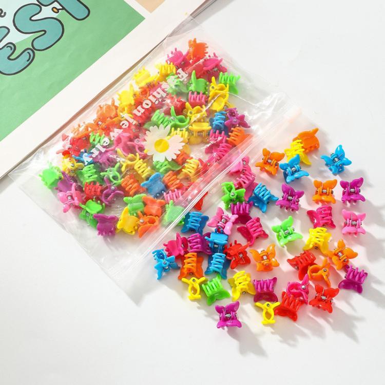 100pcs / set Cute Kids Hair Clips Mini Hair Claw Barrettes For Bangs And Braids Hair Accessories, Style: Butterfly