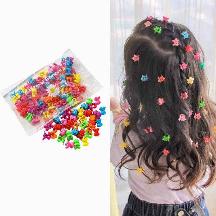 100pcs / set Cute Kids Hair Clips Mini Hair Claw Barrettes For Bangs And Braids Hair Accessories, Style: Star
