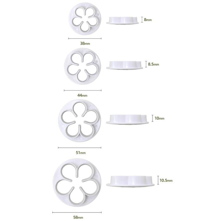 LsCook 4-Piece Set No-Handle Plum Blossom Cutter Realistic Baking Mold - OPP Bagged