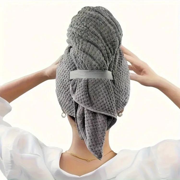 24x39 Inch Ultra Absorbent Hair Towel Wrap For Long Hair Large Waffle Weave Microfiber Drying Turban With Elastic Strap