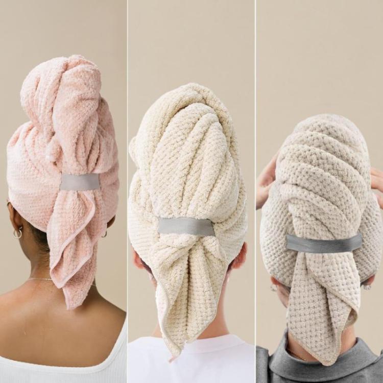 24x39 Inch Ultra Absorbent Hair Towel Wrap For Long Hair Large Waffle Weave Microfiber Drying Turban With Elastic Strap