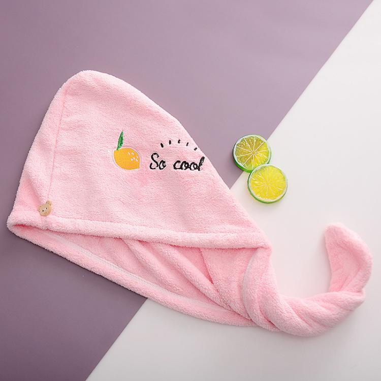 Microfiber Hair Towel Wrap For Women Super Absorbent Quick Dry Hair Drying Cap With Cute Embroidery Soft Coral Fleece Hair Turban