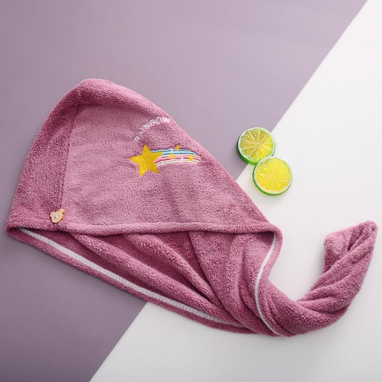 Microfiber Hair Towel Wrap For Women Super Absorbent Quick Dry Hair Drying Cap With Cute Embroidery Soft Coral Fleece Hair Turban