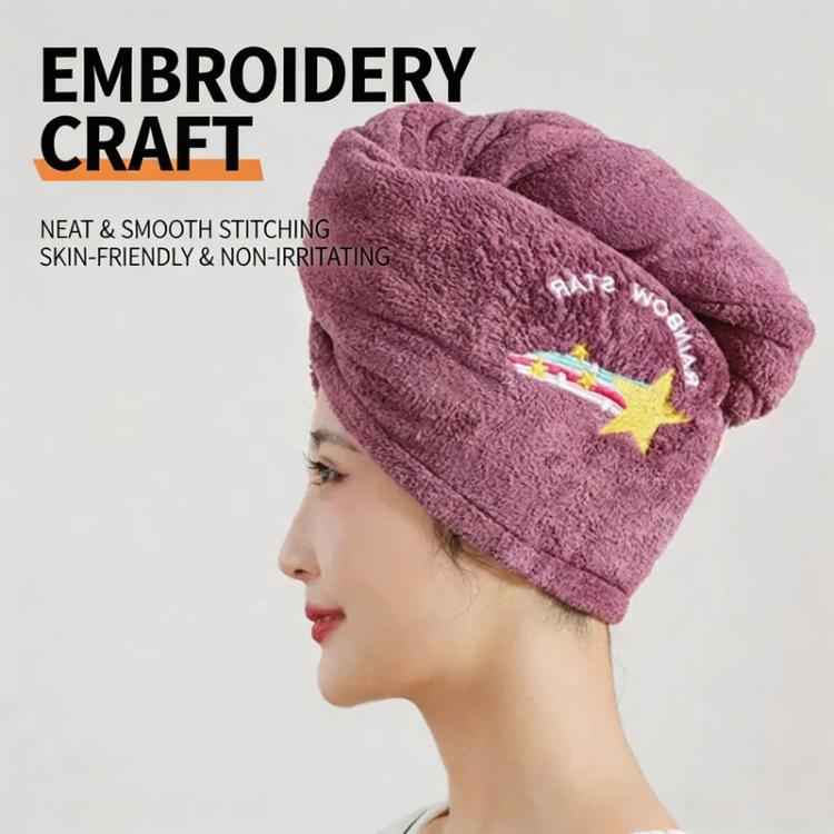 Microfiber Hair Towel Wrap For Women Super Absorbent Quick Dry Hair Drying Cap With Cute Embroidery Soft Coral Fleece Hair Turban