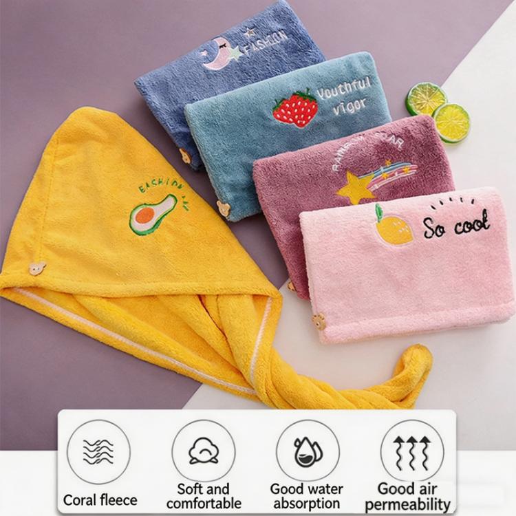 Microfiber Hair Towel Wrap For Women Super Absorbent Quick Dry Hair Drying Cap With Cute Embroidery Soft Coral Fleece Hair Turban