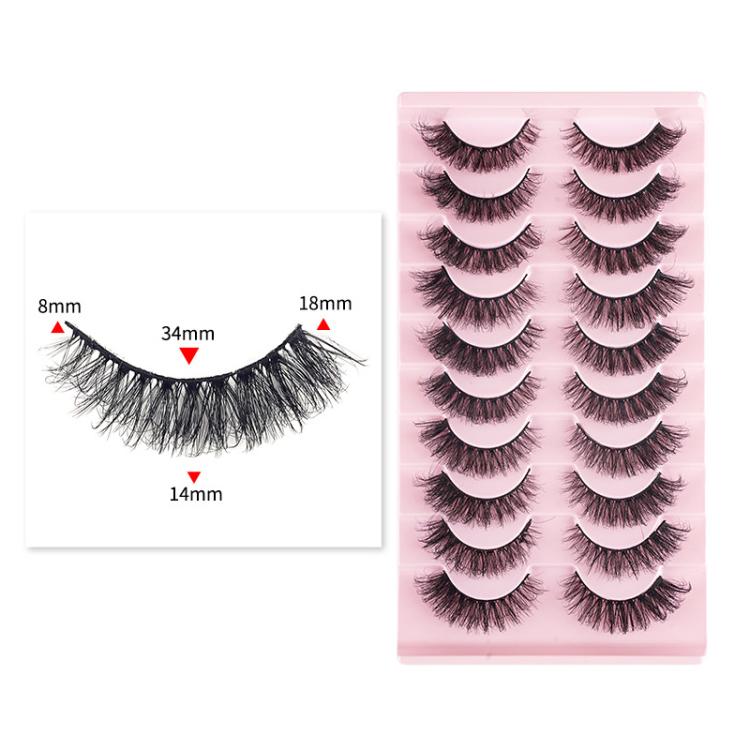 10 Pairs 8D Faux Mink Lashes Pack Fluffy Volume Dramatic False Eyelashes Natural Long Wispy Messy Curls