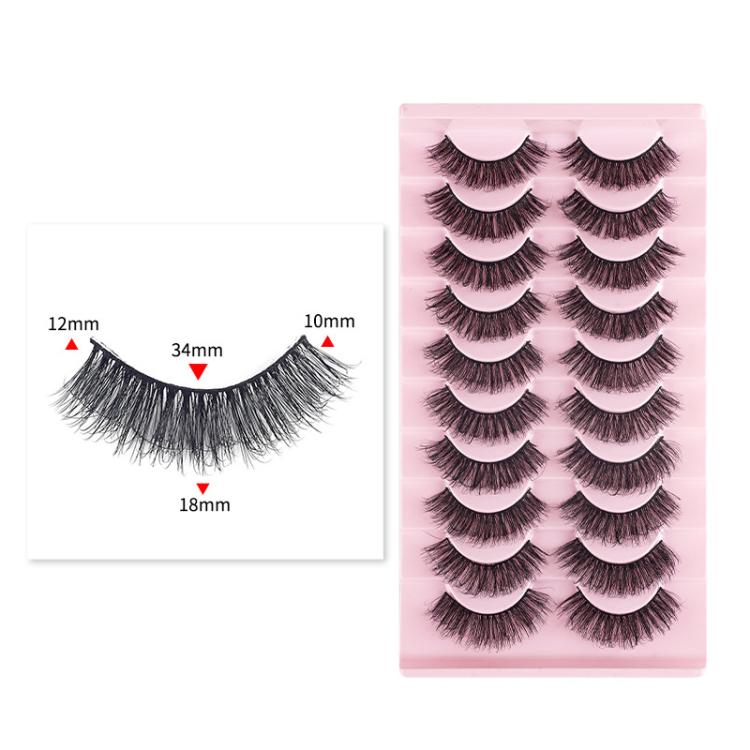 10 Pairs 8D Faux Mink Lashes Pack Fluffy Volume Dramatic False Eyelashes Natural Long Wispy Messy Curls