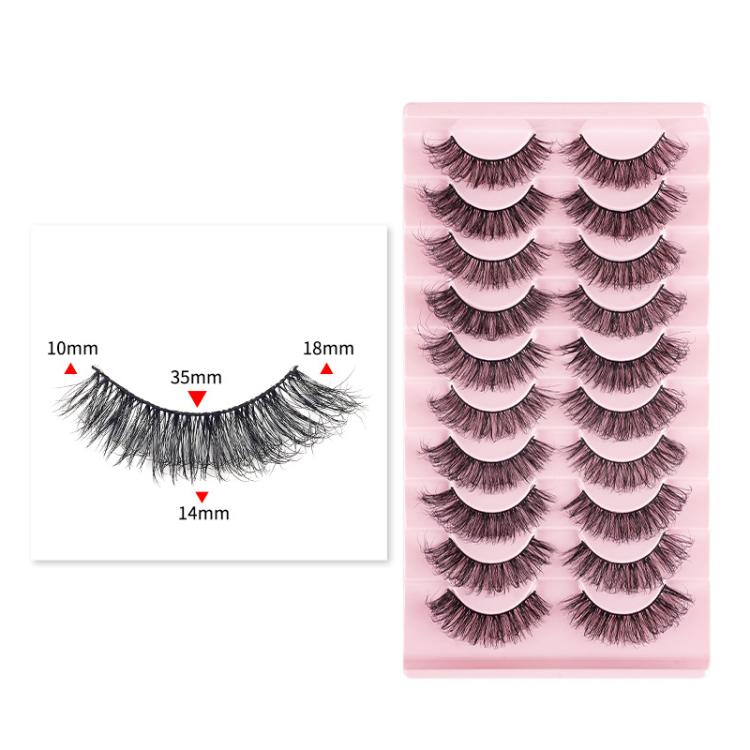 10 Pairs 8D Faux Mink Lashes Pack Fluffy Volume Dramatic False Eyelashes Natural Long Wispy Messy Curls