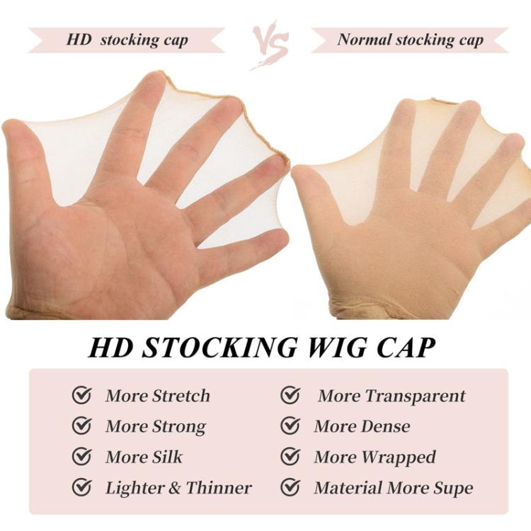 2pcs / Set Lace Invisible Elastic Wig Hair Net High-Definition Transparent Stocking Wig Cap