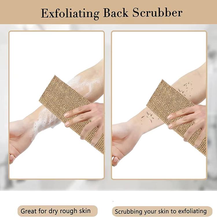 Heavy-Duty Bath Scrubber Double Sided Thickened Back Scrubber, Spec: Jute Brown Back Comb+Gloves