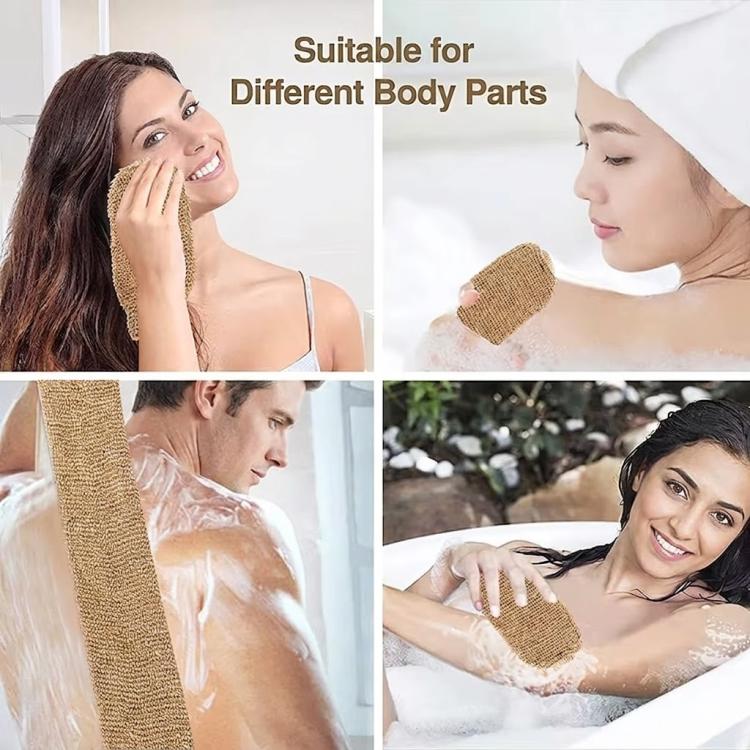 Heavy-Duty Bath Scrubber Double Sided Thickened Back Scrubber, Spec: Jute Brown Back Comb+Gloves