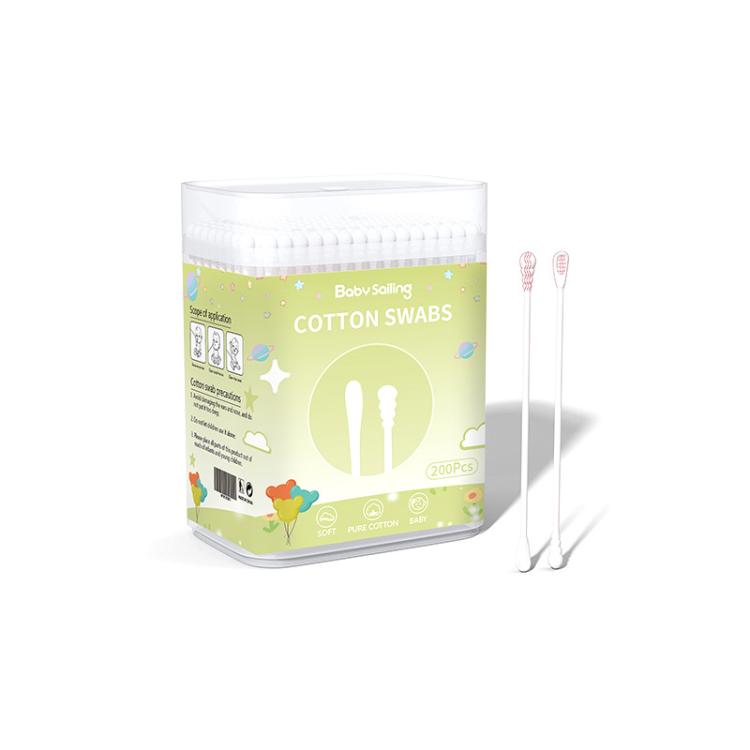 Baby Sailing 200 Count Baby Cotton Swabs with Ultra-Fine 3mm Tips Dual-Ended Multi-Purpose Paper Stick Swabs, Style: Scoop & Spiral Tips
