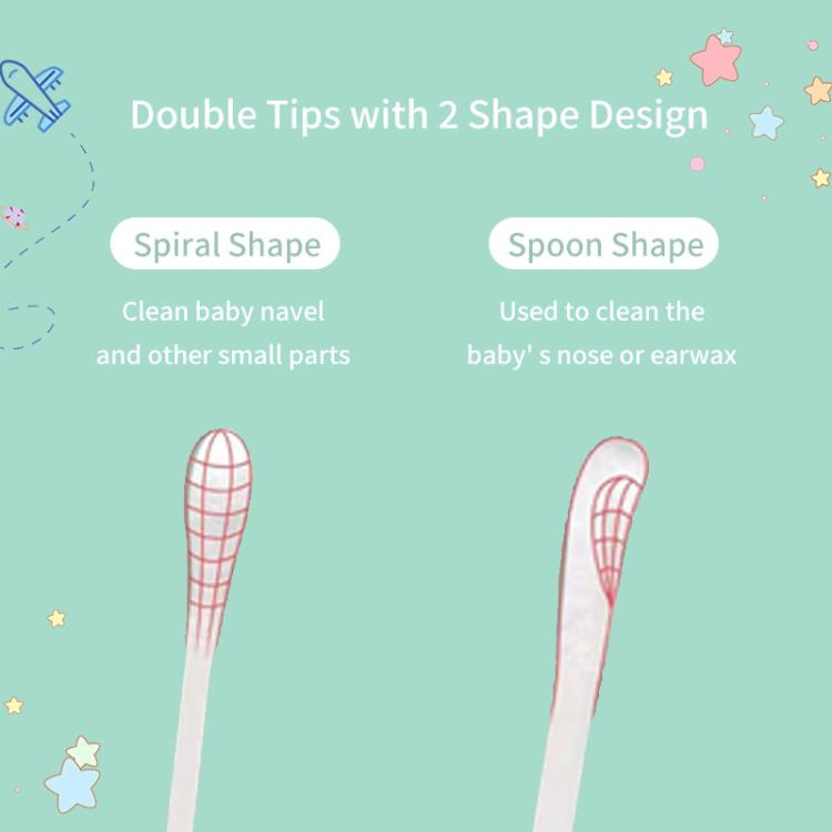Baby Sailing 200 Count Baby Cotton Swabs with Ultra-Fine 3mm Tips Dual-Ended Multi-Purpose Paper Stick Swabs, Style: Scoop & Spiral Tips