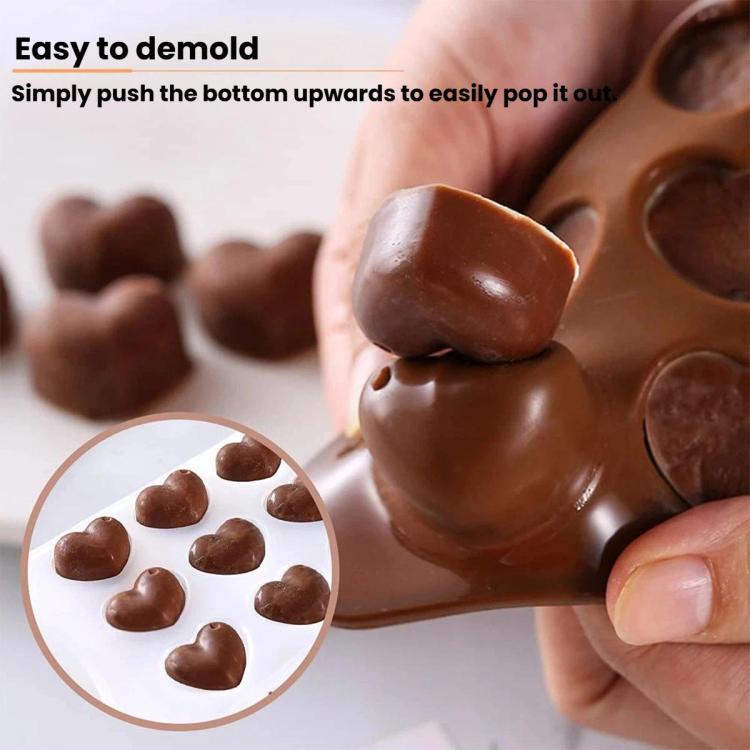 LsCook Food-grade Silicone Heart-Shaped Chocolate Mold - 15-Link Brown