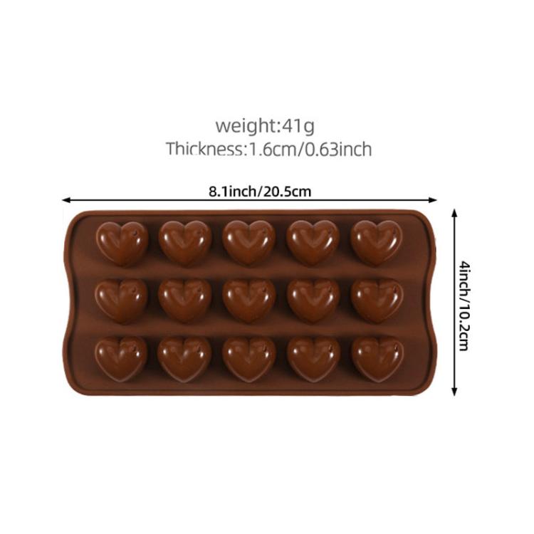LsCook Food-grade Silicone Heart-Shaped Chocolate Mold - 15-Link Brown