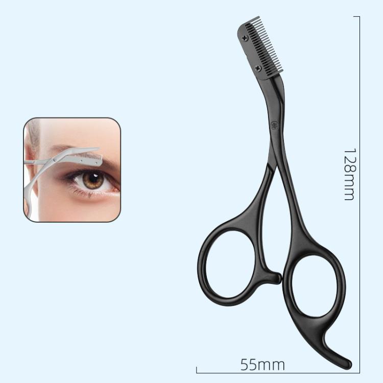 Stainless Steel Non-pinching Detachable Eyebrow Scissors, Color: Black - Self-sealing Bag
